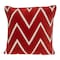 Homeroots 22" Beige and Red Zigzag Cotton Throw Pillow with Embroidery and Applique 529239 - alternate 2