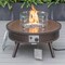 Leisuremod Walbrooke Outdoor Patio Aluminum Round Slats Design Fire Pit Side Table, Lid & Fire Glass, Brown WBRS-29-GL - alternate 3