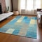 Homeroots 3' X 5' Teal Blue Orange And Sky Blue Striped Washable Indoor Outdoor Area Rug 613175 - alternate 2