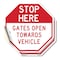 Signmission Stop Here Gates Open Towards Vehicl, 4 inch X 4 inch, Vinyl Decal, 2PK OC-D-2PACK-4-304 - alternate 1