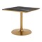 Homeroots 36" Black and Gold Faux Marble and Steel Pedestal Base Square Dining Table 720928 - alternate 2