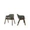 Homeroots Set of Two Green and Walnut Fabric and Wood Partially Open Back Dining Arm Chairs, 2PK 716273 - alternate 2
