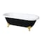 Kingston Brass 66" Cast Iron Oval Double Ended Clawfoot Tub, No Faucet Drillings, Black/White/Brushed Brass VBTND663013NB7 - alternate 1