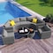 Homeroots Two Piece Outdoor Gray Wicker Sectional Seating Group with Gray Cushions 625674 - alternate 1