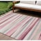 Homeroots 8' X 10' Pink Ivory And Gray Striped Washable Indoor Outdoor Area Rug 597352 - alternate 1