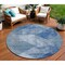 Homeroots 8' Blue And Gray Round Geometric Washable Indoor Outdoor Area Rug 602835 - alternate 1