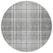 Homeroots 8' Gray Black And Ivory Round Plaid Washable Indoor Outdoor Area Rug 596341 - alternate 3