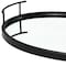 Homeroots Matte Black Metal With Two Handle Both Sides And Mirrored Glass Bottom Tray 376055 - alternate 2