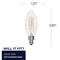 Bulbrite LED Filament, 5 Watt Dimmable B11 Light Bulb, Clear Glass Finish, E12 Base, 5000K, 500 Lumens, 4PK 862077 - alternate 2
