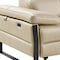 Homeroots 169" Beige Top Grain Leather Reclining Metal USB Sofa 720351 - alternate 3
