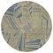 Homeroots 8' Taupe Blue And Beige Round Geometric Washable Indoor Outdoor Area Rug 594817 - alternate 2