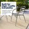 Flash Furniture Lila 31.5in Round Glass Top Metal Table with 4 Silver Aluminum Slat Stack Chairs TLH-072RD-017CSV4-GG - alternate 5