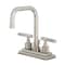 Kingston Brass Knurled Double-Handle 4" Centerset Bathroom Faucet with Brass Pop-Up, Polished Nickel KS6646KNL - alternate 1