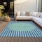 Homeroots 3' X 5' Teal Blue And Aqua Striped Washable Indoor Outdoor Area Rug 597199 - alternate 2