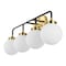 Jonathan Y Caleb 30.75" 4-Light Contemporary Transitional Iron/Glass LED Vanity Light, Brass Gold/Black JYL9554B - alternate 2