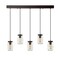 Jonathan Y Gaines 33.25" 5-Light Farmhouse Industrial Iron Mason Jar Linear LED Pendant, Oil Rubbed Bronze/Clear JYL7803A - alternate 2
