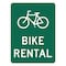 Sign Solutions Usa Bike Symbol Bike Rental, 18 in W x Vertical Rectangle, Aluminum Sign DCS10DWT1824CUS00020 - alternate 1
