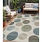 Homeroots 5' X 8' Ivory Fern Green And Teal Blue Geometric Washable Indoor Outdoor Area Rug 630574 - alternate 1