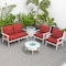 Leisuremod Walbrooke Modern White Patio Conversation With Square Fire Pit With Slats Design & Tank Holder, Red WWS-27-20-57-31-R - alternate 2