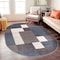 World Rug Gallery Contemporary Modern Geometric Boxes Design Non-Slip Area Rug 5 ft x 7 ft Oval Blue 506BLUE5OV - alternate 1