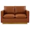 Leisuremod Nervo Upholstered Leather Loveseat with Gold Frame, Cognac Tan NS55BR-L - alternate 3
