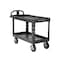 Rubbermaid Commercial Utility Cart with Deep Lipped Plastic Shelves, Plastic, 750 lb Load Capacity, 2 Shelves, 55 in L FG454610BLA - alternate 1