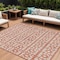 Homeroots 8' X 10' Salmon And Ivory Geometric Washable Indoor Outdoor Area Rug 613804 - alternate 1