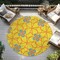 Homeroots 8' Yellow And Teal Blue Round Geometric Washable Indoor Outdoor Area Rug 613454 - alternate 3