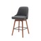 Homeroots 26" Gray and Wood Brown Faux Leather with Solid Wood Swivel Counter Height Bar Chair 534481 - alternate 2