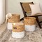 Happimess Avery Bohemian Cottage Handwoven Hyacinth Cylinder Nesting Baskets w/Handles, Natural/White, Set of BSK2011E-3SET - alternate 2