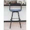Homeroots 31" Blue and Black Fabric with Metal Swivel Bar Height Bar Chair 534460 - alternate 1