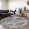Homeroots 8' Gray And Charcoal Round Geometric Washable Indoor Outdoor Area Rug 594553 - alternate 2
