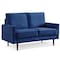 Homeroots 57" Blue And Dark Brown Velvet Loveseat 543718 - alternate 2