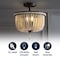 Jonathan Y Allie 14" Wood Beaded/Metal LED Semi Flush Mount, Black / Light Taupe JYL9020A - alternate 2