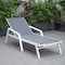 Leisuremod Marlin Patio Chaise Lounge Chair with Armrests in White Aluminum Frame, Dark Grey MLAW-77DGR - alternate 3