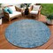 Homeroots 8' Blue Round Oriental Washable Indoor Outdoor Area Rug 607532 - alternate 1