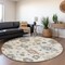 Homeroots 8' Ivory Brown And Blue Round Floral Washable Indoor Outdoor Area Rug 606160 - alternate 2