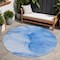 Homeroots 8' Blue Round Abstract Washable Indoor Outdoor Area Rug 559735 - alternate 1