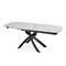 Homeroots 47" Gray White Black Ceramic Metal Self-Storing Leaf Cross Leg Base Oval Extendable Dining Table 555171 - alternate 1
