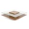Homeroots 39" Clear and Brown Glass and Wood Pedestal Coffee Table With Shelf 282747 - alternate 1