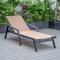 Leisuremod Marlin Patio Chaise Lounge Chair with Armrests in Black Aluminum Frame, Light Brown MLABL-77LBR - alternate 4