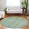 Homeroots 8' Aqua Beige And Teal Blue Round Striped Washable Indoor Outdoor Area Rug 616402 - alternate 2