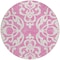 Homeroots 8' Blush And Ivory Round Damask Washable Indoor Outdoor Area Rug 614415 - alternate 2