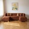 Homeroots Tufted Orange Velvet Modular U Shaped Sofa and Chaise Sectional With Toss Pillows 642273 - alternate 2
