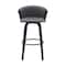 Homeroots 30" Gray And Black Faux Leather Swivel Bar Height Bar Chair 534424 - alternate 2