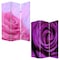 Homeroots 72" Pink Canvas Folding Three Panel Screen Room Divider 274638 - alternate 2