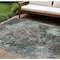 Homeroots 8' X 10' Fern Green And Purple Damask Washable Indoor Outdoor Area Rug 596384 - alternate 1