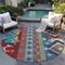 Homeroots 8' Red Pink And Teal Blue Round Aztec Washable Indoor Outdoor Area Rug 598504 - alternate 2