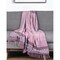 Homeroots 50" X 60" Pink Woven Cotton Striped Throw Blanket with Tassels and Embroidery 548936 - alternate 3