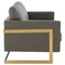 Leisuremod Lincoln Upholstered Leather Loveseat with Gold Frame, Grey LA55GR-L - alternate 2
